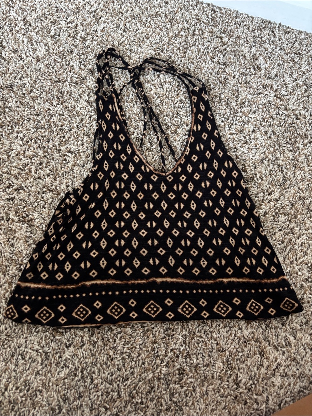 Black and Tan Patterned Women's Halter Tank Top